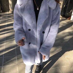 BCBG Maxazria purple lavender Faux fur oversized coat